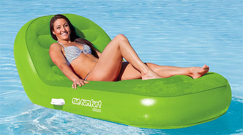 Inflatable Pool Lounger with Backrest in Green