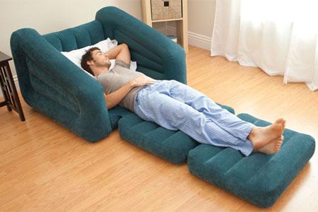 Inflatable Chair Pulled Out as a Bed