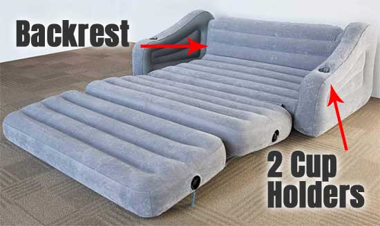 Inflatable Pull-Out Sofa Bed with Backrest and Cup Holders